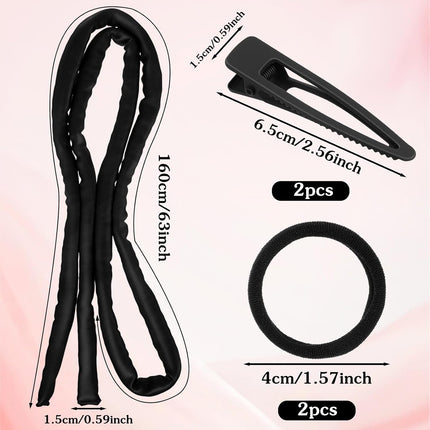 Extended Heatless Curls for Women, 63Inch No Heat Curls Overnight Headband for Long & Short Hair Soft Sleeping Curler, Flexible Creates Wavy Hair Without Damage (Black).