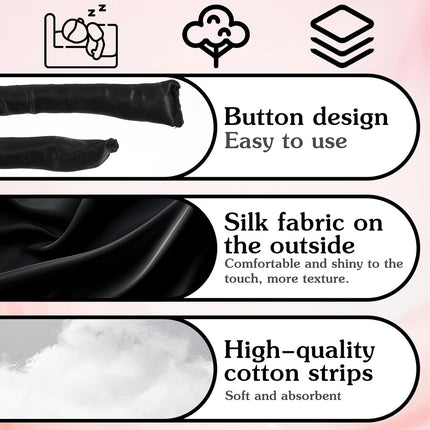 Extended Heatless Curls for Women, 63Inch No Heat Curls Overnight Headband for Long & Short Hair Soft Sleeping Curler, Flexible Creates Wavy Hair Without Damage (Black).