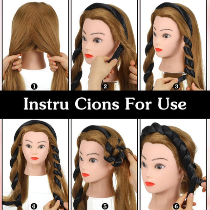 Extended Heatless Curls for Women, 63Inch No Heat Curls Overnight Headband for Long & Short Hair Soft Sleeping Curler, Flexible Creates Wavy Hair Without Damage (Black).