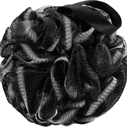 Shower Bath Sponge XL 75g Soft Shower Loofahs Balls for Body Wash Men Women Bathroom Accessories, 1 Pack, Black.