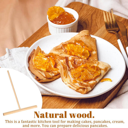 2 Pcs Crepe Spreader 6.1 Inches x 4.7 Inches Natural Wooden Crepe Spatula, Pancake Batter Spreader, Wooden T-Shaped Tool Stick for Crepes Wood Crepes Maker Pancake Maker Tool.