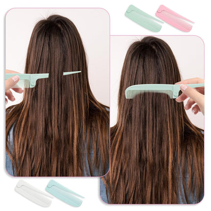 4 Pcs Rat Tail Folding Combs, Hair Parting Comb Travel Foldable Comb for Men & Women, Portable Small Mini Travel Styling Combs for Braids & Hair Styling.
