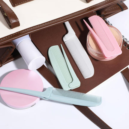 4 Pcs Rat Tail Folding Combs, Hair Parting Comb Travel Foldable Comb for Men & Women, Portable Small Mini Travel Styling Combs for Braids & Hair Styling.