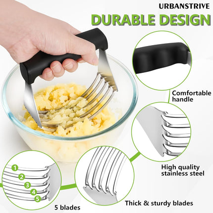 Large Pastry Cutter Tool, Top Professional Pastry Blender Stainless Steel, Heavy Duty Dough Blender, Dishwasher Safe Baking Supplies Baking Tools, Black.