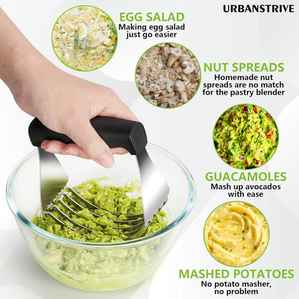 Large Pastry Cutter Tool, Top Professional Pastry Blender Stainless Steel, Heavy Duty Dough Blender, Dishwasher Safe Baking Supplies Baking Tools, Black.