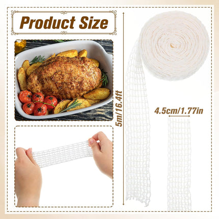 16.4ft Meat Netting, Size 18 Meat Netting Roll Elastic Smoked Meat Poultry Ham Netting Meat Butcher Twine Net Wrapping Net for Meat Cooking, Drying.