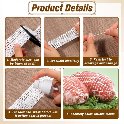 16.4ft Meat Netting, Size 18 Meat Netting Roll Elastic Smoked Meat Poultry Ham Netting Meat Butcher Twine Net Wrapping Net for Meat Cooking, Drying.