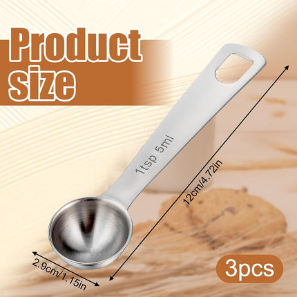 1 Teaspoon Measuring Spoons 3 Pcs Stainless Steel 5ml Small Mini Teaspoon Metal Measuring Spoons for Kitchen Cooking Kitchen CookingSpoon CoffeeSpoon, CreatineSpoon, SteelScoopers Protein Teaspoons.