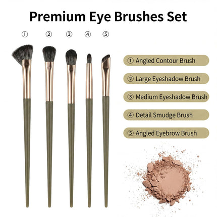 Eye Makeup Brush Set, 5 Pcs Eye Shadow Brushes Set Professional Eyeshadow Makeup Blending Brushes with Synthetic & Wood Handle Angled Eyeshadow Brush for Eyebrows, Eyeliner, Liquid, Cream, Concealer.