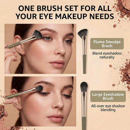 Eye Makeup Brush Set, 5 Pcs Eye Shadow Brushes Set Professional Eyeshadow Makeup Blending Brushes with Synthetic & Wood Handle Angled Eyeshadow Brush for Eyebrows, Eyeliner, Liquid, Cream, Concealer.
