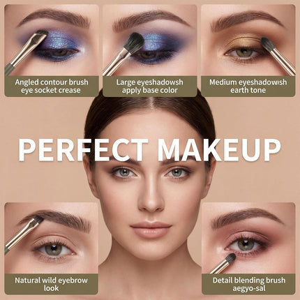 Eye Makeup Brush Set, 5 Pcs Eye Shadow Brushes Set Professional Eyeshadow Makeup Blending Brushes with Synthetic & Wood Handle Angled Eyeshadow Brush for Eyebrows, Eyeliner, Liquid, Cream, Concealer.