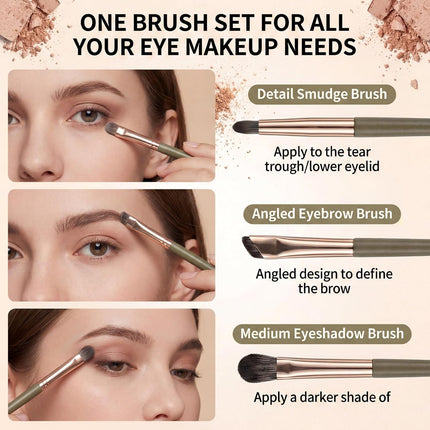 Eye Makeup Brush Set, 5 Pcs Eye Shadow Brushes Set Professional Eyeshadow Makeup Blending Brushes with Synthetic & Wood Handle Angled Eyeshadow Brush for Eyebrows, Eyeliner, Liquid, Cream, Concealer.