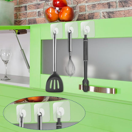 12 Pack Plastic Hooks Adhesive, Small Clear Adhesive Hooks for Hanging Wall Hooks Waterproof Heavy Duty Sticky Ceiling Door Window Pothook Home Kitchen Bathroom Office for Hanging Towel Picture Coats.