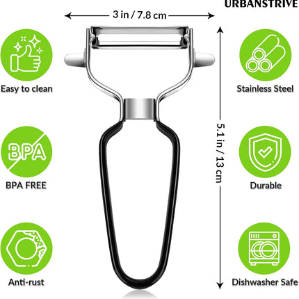 Stainless Steel Y Shaped Vegetable Peelers For Kitchen, Heavy Duty Potato Peeler Hand, Fruit Peeler Veggie Peeler, Kitchen Food Peelers, Comfortable Handle, Dishwasher Safe, Black.