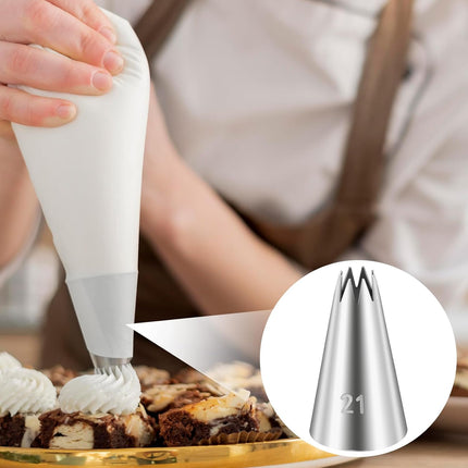 3 Pcs Open Star Cake Decorating Tip #21, Icing Piping Tip for Frosting, Open Star Icing Tips for Cake Decorating.