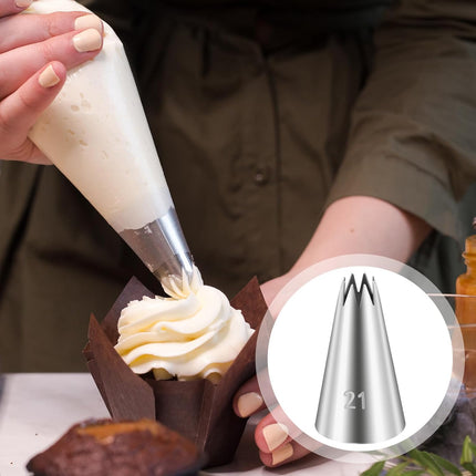 3 Pcs Open Star Cake Decorating Tip #21, Icing Piping Tip for Frosting, Open Star Icing Tips for Cake Decorating.