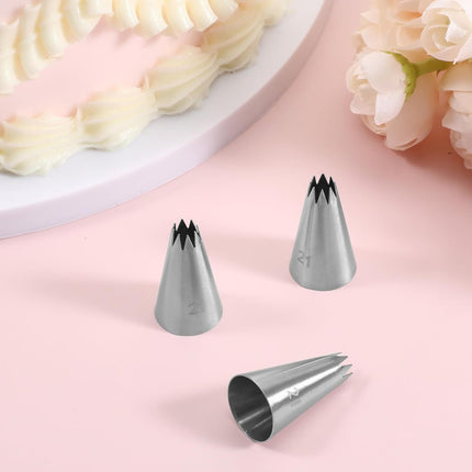 3 Pcs Open Star Cake Decorating Tip #21, Icing Piping Tip for Frosting, Open Star Icing Tips for Cake Decorating.