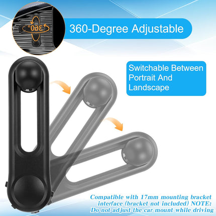17mm Ball Mount Extension Arm, 360-Degree Rotatable Extender, 2.04 Inch Adjustable Length, Balls Mount Phone Extension Holder Arm 17mm Female to Male Ball Extender for Car Phone Holder, Black.