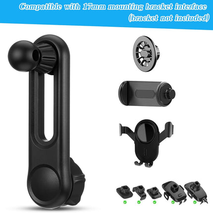 17mm Ball Mount Extension Arm, 360-Degree Rotatable Extender, 2.04 Inch Adjustable Length, Balls Mount Phone Extension Holder Arm 17mm Female to Male Ball Extender for Car Phone Holder, Black.