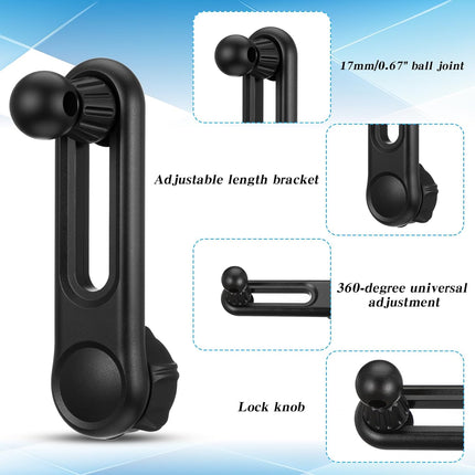 17mm Ball Mount Extension Arm, 360-Degree Rotatable Extender, 2.04 Inch Adjustable Length, Balls Mount Phone Extension Holder Arm 17mm Female to Male Ball Extender for Car Phone Holder, Black.