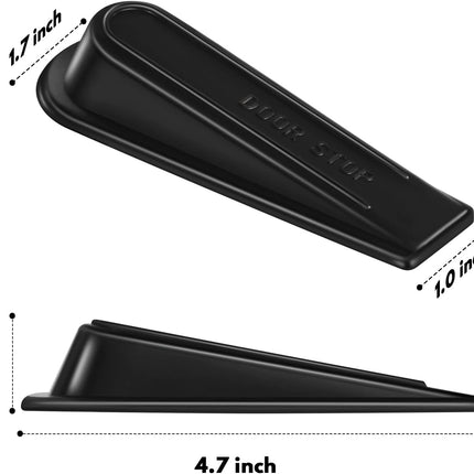 Heavy Duty Rubber Door Stopper Wedge Sturdy and Stackable Door Stop, Multi Surface Design, Fit for Gaps up to 1.2 Inches, 4 Pack, Black.
