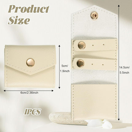 Vin Beauty Mini Travel Jewelry Roll Bag with Buckle, Mini Travel Jewelry Organizer Case, Foldable Multifunctional Small Case, Portable Small Bags Storing Rings, Necklaces, Earrings Apricot.