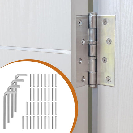 Self Closing Door Hinges Tension Pin Replacement Kit, 35pcs Stainless Steel Shelf Pins and 4pcs Hex Wrenches, Metal Dowel Pegs Shelf Support Pins for Automatic Closing of Door Hinges on Garage Doors.
