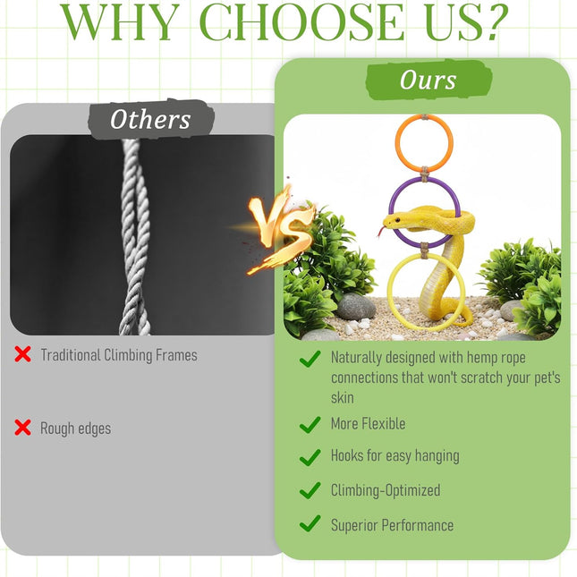 2 Pcs Snake Climbing Rings Snake Enrichment Toys for Ball Python Ball Python Tank Accessories, Reptile Enclosure Accessories Reptile Tank Accessory for Bearded Dragon, Chameleon, Lguana, Gecko, Lizard.