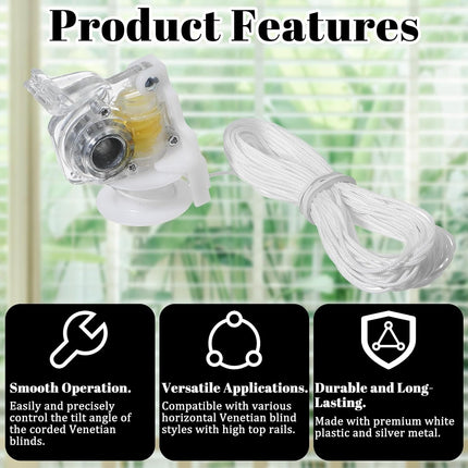 Vin Beauty Blind Tilt Mechanism Replacement Tilt Mechanism for Hexagonal Rod Horizontal Blinds with Transparent Thin Line and Curtain Accessories.