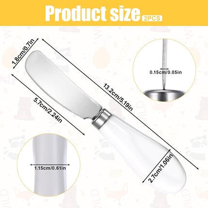 2 Pack Stainless Steel Butter Spreader Knife, Cheese Spreader Knives Porcelain Handle Butter Spreader Small Butter Knife Cheese Spreaders for Appetizers Dips Charcuterie Cheese Pastry Utensils Making.