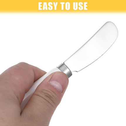 2 Pack Stainless Steel Butter Spreader Knife, Cheese Spreader Knives Porcelain Handle Butter Spreader Small Butter Knife Cheese Spreaders for Appetizers Dips Charcuterie Cheese Pastry Utensils Making.