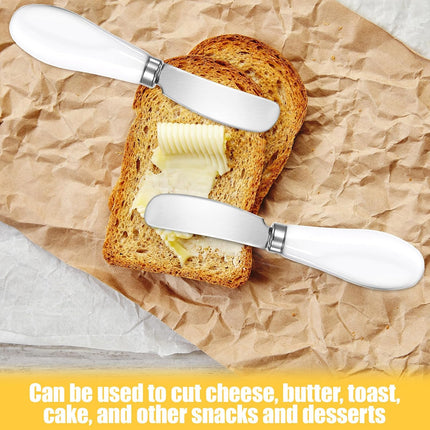 2 Pack Stainless Steel Butter Spreader Knife, Cheese Spreader Knives Porcelain Handle Butter Spreader Small Butter Knife Cheese Spreaders for Appetizers Dips Charcuterie Cheese Pastry Utensils Making.