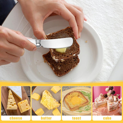 2 Pack Stainless Steel Butter Spreader Knife, Cheese Spreader Knives Porcelain Handle Butter Spreader Small Butter Knife Cheese Spreaders for Appetizers Dips Charcuterie Cheese Pastry Utensils Making.