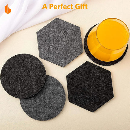 4 PCS Coasters, Eco-Friendly 100% Biodegradable Absorbent Felt Coasters for Drinks Bar Home, 4 Inch (Black Round).