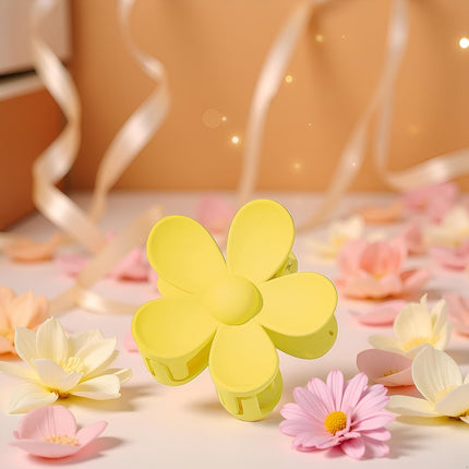 Yellow Hair Claw Clips Flower Shaped Plastic Jaw Anti-scratch Smell-less Useful Hold Tightly Light Hair Accessories Hair Clips.
