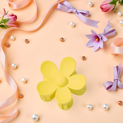 Yellow Hair Claw Clips Flower Shaped Plastic Jaw Anti-scratch Smell-less Useful Hold Tightly Light Hair Accessories Hair Clips.