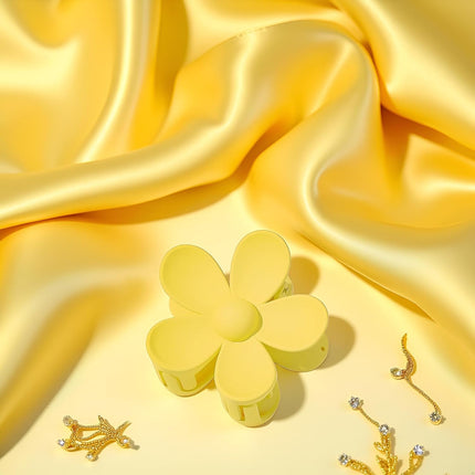Yellow Hair Claw Clips Flower Shaped Plastic Jaw Anti-scratch Smell-less Useful Hold Tightly Light Hair Accessories Hair Clips.