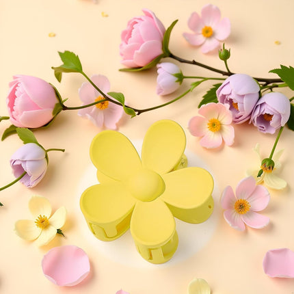 Yellow Hair Claw Clips Flower Shaped Plastic Jaw Anti-scratch Smell-less Useful Hold Tightly Light Hair Accessories Hair Clips.