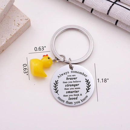 Inspirational Duck Keychain, Cute Lucky Duck Charm Keyring for Friends Teens, Positive Affirmation Duckling Gift.