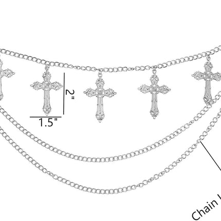 Punk Pants Chain - Multi Stacked Layering Cross Charm Chain for Women Men, Gothic Hip Hop Pocket Accessories.