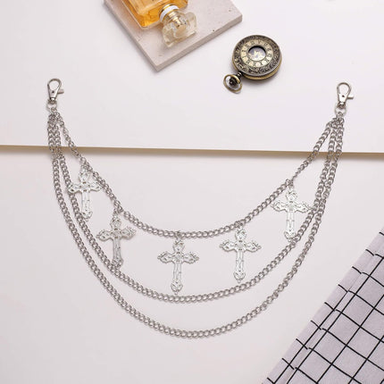 Punk Pants Chain - Multi Stacked Layering Cross Charm Chain for Women Men, Gothic Hip Hop Pocket Accessories.