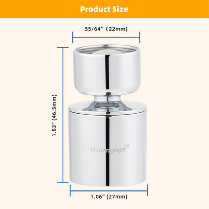 Dual-function 2-Flow Faucet Aerator, Water Saving Swivel Aerator with 2 Sprayer - Faucet Parts Replacement - 55/64 Inch-27UNS Female Thread - Chrome.