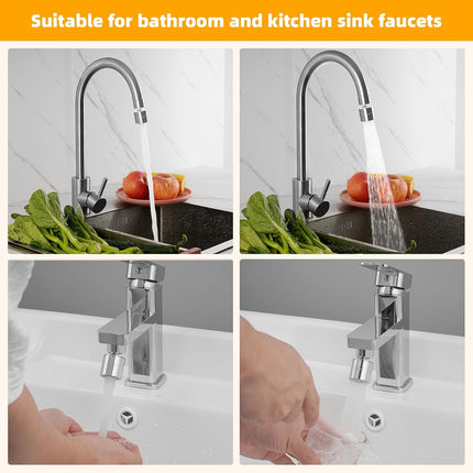 Dual-function 2-Flow Faucet Aerator, Water Saving Swivel Aerator with 2 Sprayer - Faucet Parts Replacement - 55/64 Inch-27UNS Female Thread - Chrome.