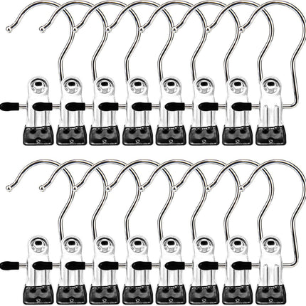 Boot Hangers Clips, 16 Pack Laundry Hooks Hanging Clips Clothes Pins Closet Hanger Organizer Clamps Socks Towel Clips Heavy Duty Clothespins Bulk Hanger Clips for Closet Travel Pants Socks Handbags.