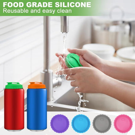 Silicone Soda Can Cover Lids, Pop Can Covers with Resealable Nozzle 6 Pack, BPA Free Stopper and Protector Reusable Beer Can Covers for Soda Fits Standard Cans.