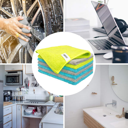 Microfiber Cleaning Cloth - Pack of 8, Size: 12 x 16 in, Multi-Functional Cleaning Towels, Highly Absorbent Cleaning Rags, Lint-Free, Streak-Free Cleaning Cloths for Car Kitchen Home.