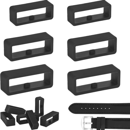 6Pcs Watch Band Loops Watch Strap Holder Loop Black Watch Band Strap Loops Watch Strap Keeper Holder Retainer Silicone Replacement Watch Strap Loop for Smart Sport Watch Wristband.