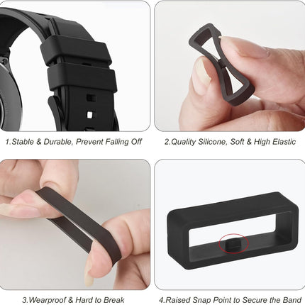 6Pcs Watch Band Loops Watch Strap Holder Loop Black Watch Band Strap Loops Watch Strap Keeper Holder Retainer Silicone Replacement Watch Strap Loop for Smart Sport Watch Wristband.