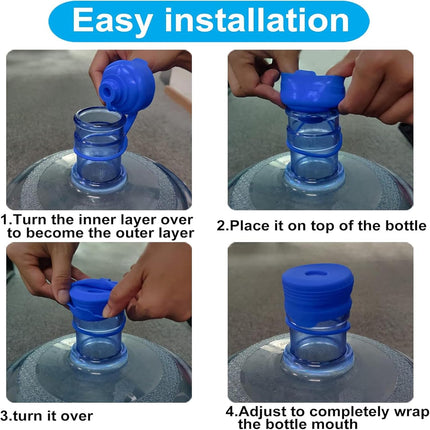 3 & 5 Gallon Water Jug Cap Reusable, Food Grade Silicone Replacement Gallon Caps for 55mm Standard/Screw/Crown Tops Water Bottle and Water Dispensers, Non-Spill Lids for Anti-Splash, Leak Free (3PCS).