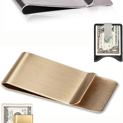2 Pcs Small Slim Money Clips, Stainless Steel Business Credit Card Holder, Pocket Cash Clip for Men.